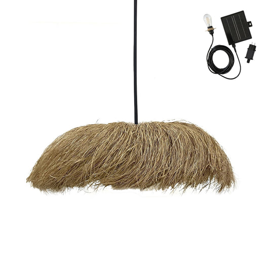 Suspension solaire HAVANA SOLAR en herbe marine et jute avec câble hybride secteur et solaire 5m de longueur