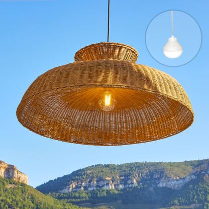 CESARE NOMAD Pendelleuchte im böhmischen Stil aus natürlichem Seegras mit nomadischer LED-Lampe