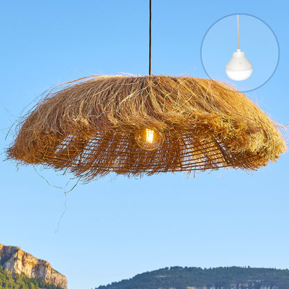 Suspension HAVANA NOMAD en herbe marine style bohème avec ampoule LED nomade