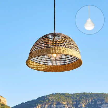 CESARE NOMAD Pendelleuchte im böhmischen Stil aus natürlichem Seegras mit nomadischer LED-Lampe