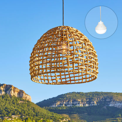 AMADEO NOMAD Pendelleuchte im böhmischen Stil aus natürlicher Wasserhyazinthe mit nomadischer LED-Glühbirne
