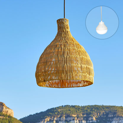 Suspension BELLA NOMAD  en rotin naturel style bohème avec ampoule LED nomade