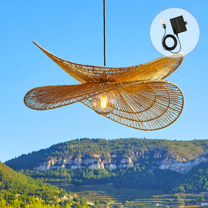 Suspension solaire SOLARA SOLAR en jute naturel avec câble hybride secteur et solaire 5m de longueur