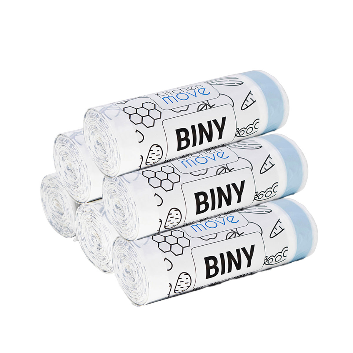 Set mit 60 weißen Müllsäcken 50L 60 x H75 CM BINY Ultra widerstandsfähig 23 Mikron mit Kordelzug