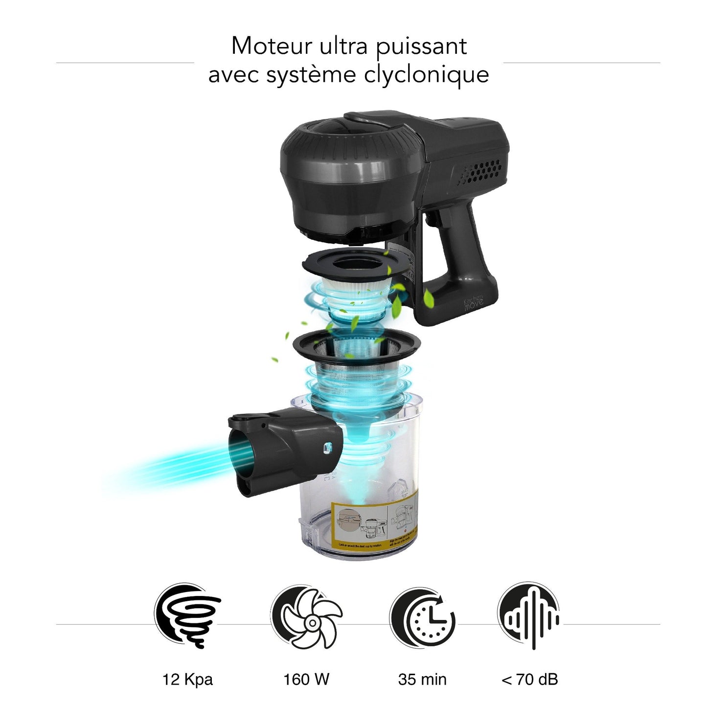 2-in-1-Multifunktions-Akku-Staubsauger ohne Beutel mit Tierbürste 160 W
