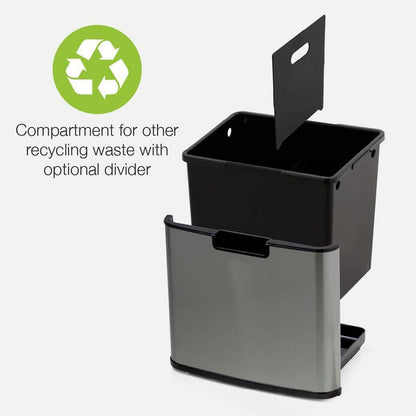 Poubelle De Cuisine Automatique Tri Sélectif Double Compartiment 75l NARVIK En Acier Inox Recyclage Grande Capacité Et Poubelle De Table 3l - REDDECO.com