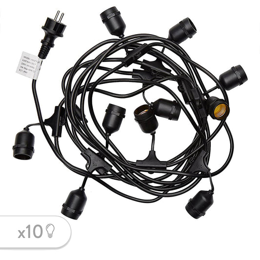 Außenleuchtengirlande 10 E27 Fassungen MAFY 6m