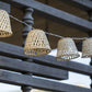 Solarbetriebene Lichtergirlande mit natürlichem Bambusstecker 10 warmweiße LED-Lampenschirme CHILL HYBRID 3,80m