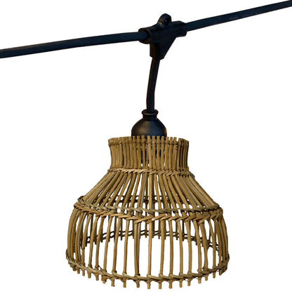 Außen anschließbare Lichterkette mit natürlichem Rattan-Lampenschirm im Bohemian-Stil 7 Glühlampen E27-Fassung warmweiß LED AMELIA LIGHT CONNECTABLE 6m