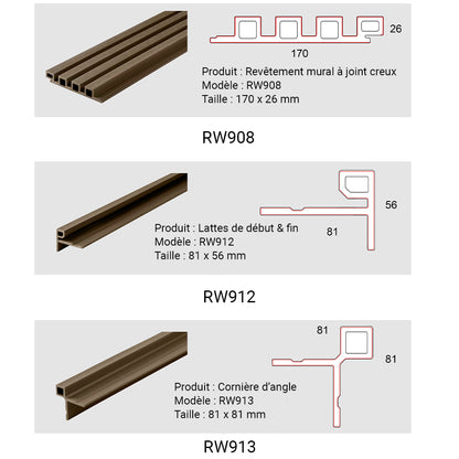 Gartenzaun-Bausatz mit Verdunkelungs-Verbundholz- und Aluminiumpaneelen - Verlängerung 1,85 x 1,87 m