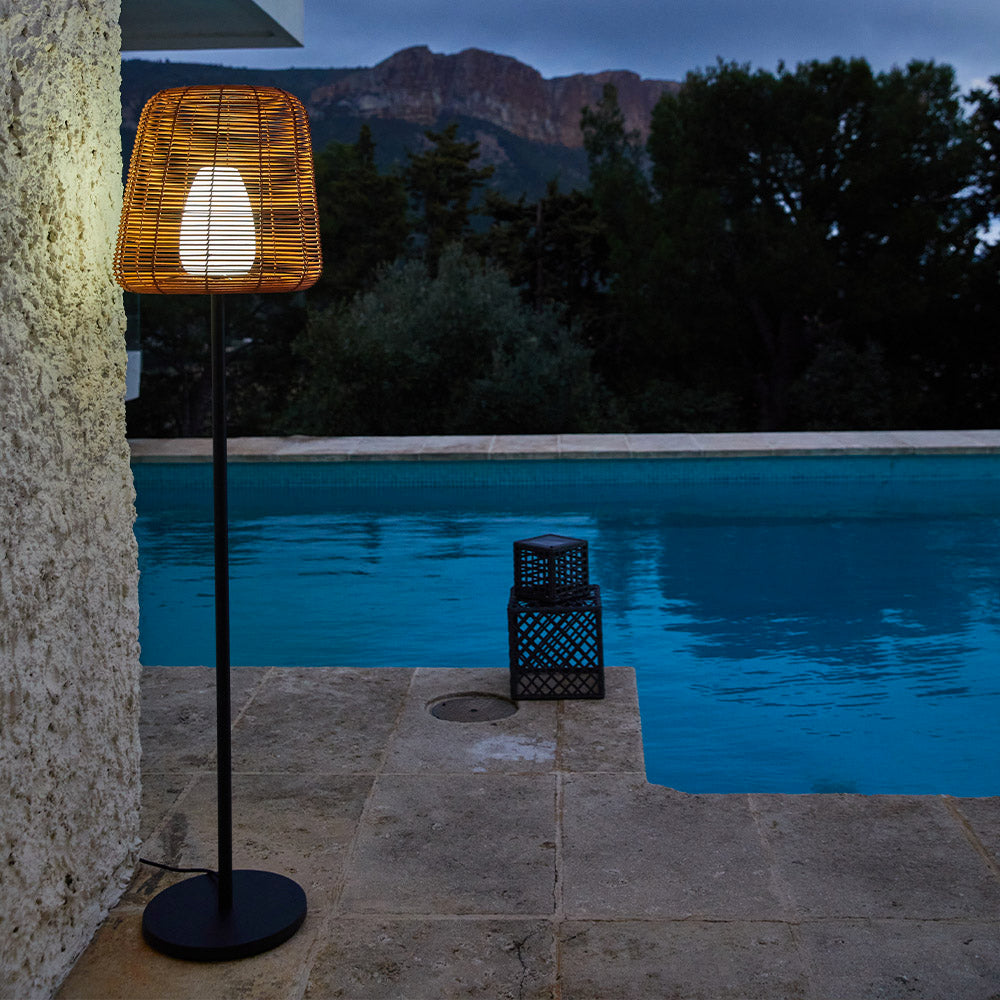 Design-Stehlampe aus Polyrattan-Draht für den Außenbereich, weiße LED TALL BOHEME H150cm E27-Sockel