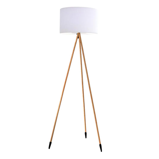 Lampadaire trépied sans fil design scandinave couleur bois extérieur LED blanc chaud/blanc dimmable TAMBOURY WOOD H155cm - REDDECO.com