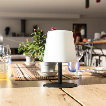 Lampe de table sans fil pied en acier noir LED blanc chaud/blanc dimmable STANDY MINI Dark H25cm - REDDECO.com