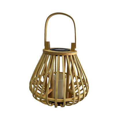 Dekorative Solarlaterne aus warmweißem LED-Bambus HAVANE SMALL H38cm