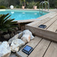 Set mit 2 quadratischen Solar-Gartenleuchten zum Aufstellen warmweiße LED-Befeuerung 2x QUADRY 12x12cm