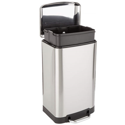 Poubelle de cuisine à pédale 30L Design GREENWICH en acier Inox avec seau couvercle bombé - REDDECO.com