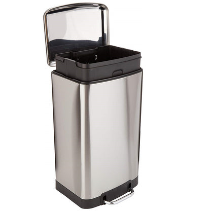 Poubelle de cuisine à pédale 40L Design GREENWICH en acier Inox avec seau couvercle bombé - REDDECO.com