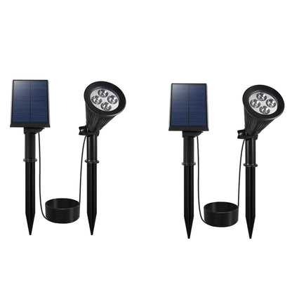 Set mit 2 solarbetriebenen 2-in-1-Spots zum Kleben oder Befestigen. Leistungsstarke dimmbare weiße LED-Beleuchtung SPIKY AWAY H42cm