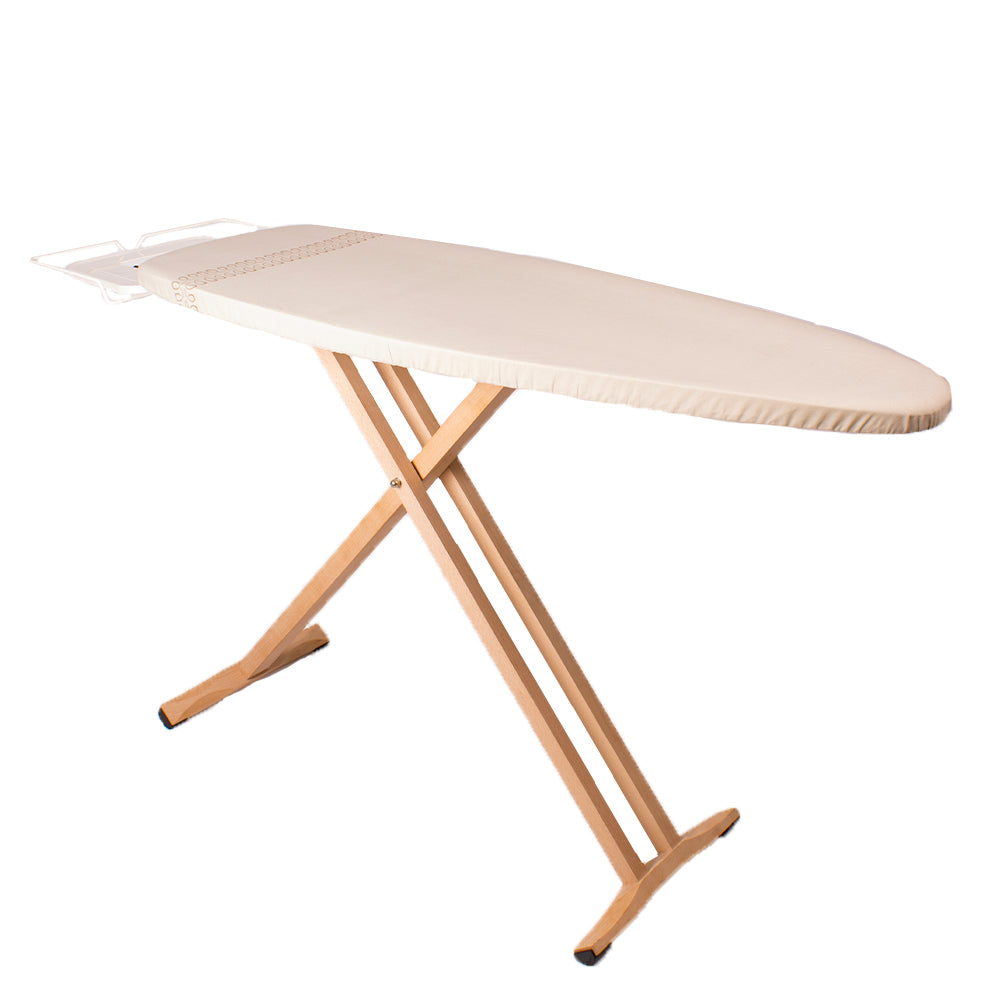 Table à repasser en bois TAIGA 130x47 H95cm haute qualité avec repose fer et repose centrale vapeur - REDDECO.com