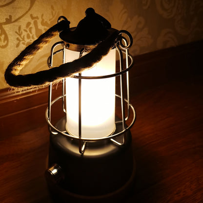 Lanterne sans fil anse en corde LED blanc chaud/ dimmable WILDY H23cm - REDDECO.com